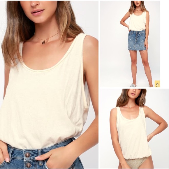 Free People Tops - NWT Free People Sydney Tank Bodysuit White ivory